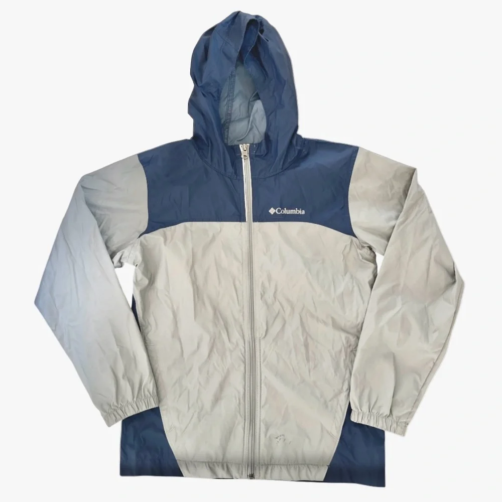 Columbia ‘Glennaker’ Hooded Lightweight Blue and Light Gray Light rain jacket - Picture 2 of 8
